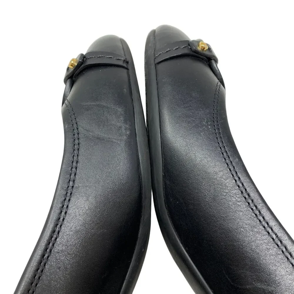 Tory Burch Block Heel Pumps Womens Size 10 Black Leather Round Toe